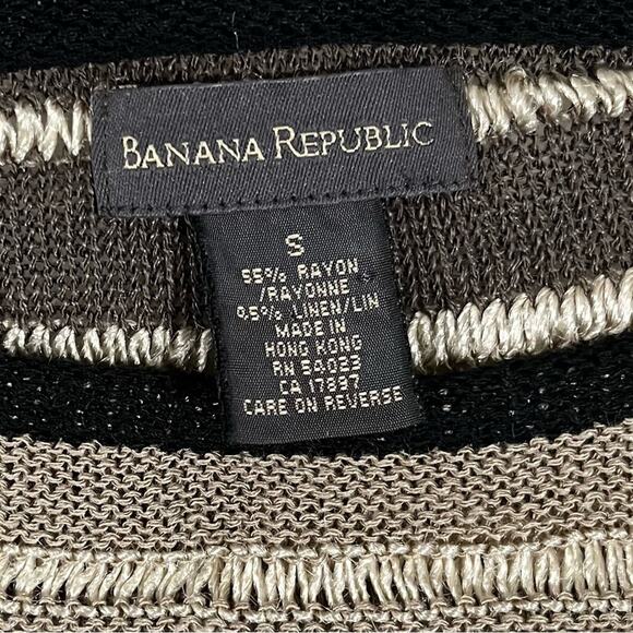 NEW Banana Republic Linen Striped Neutral Colorblock Open Weave Sweater S NWOT - Picture 12 of 16